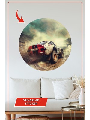 KOSS Dijital Klasik Ralli Araba Sticker Retro Yarış Tasarım Yuvarlak Çıkartma Ev Ofis Duvar Dekoru