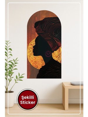 KOSS Dijital Oval Şekilli Afro Amerikan Etnik Kadın Portresi Dekoratif Duvar Sticker Ev Ofis Salon Süs