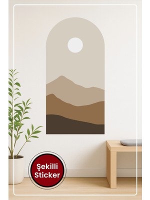 KOSS Dijital Oval Şekilli Minimal Manzara Bohem Desenli Dekoratif Duvar Sticker Ev Ofis Salon Hol Için Süs