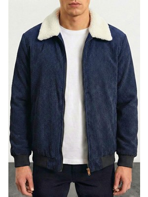 Genius Store Erkek Kadife Mont Peluş Astarlı Gömlek Yaka Rüzgar Geçirmez Kadife Mont