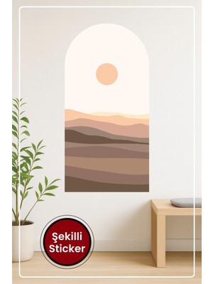 KOSS Dijital Oval Şekilli Bohem Minimal Manzara Desenli Dekoratif Duvar Sticker Ev Ofis Salon Hol Için Süs