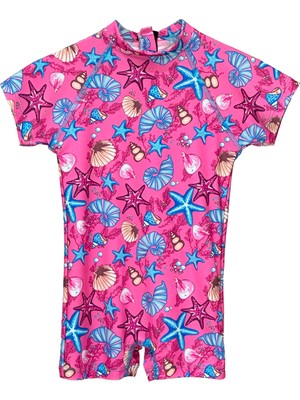 Remsa Mayo Uv Korumalı Tulum Kısa Kollu Şortlu Çocuk Bebek Yüzücü Mayo C64 Pink