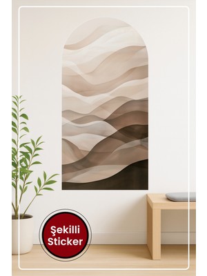 KOSS Dijital Oval Şekilli Bohem Sanat Sticker Dalgalı Kompozisyonlu Modern Duvar Sticker