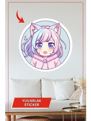 KOSS Dijital Tropikal Yeşil Palmiye Ağaçları Yuvarlak Sticker Doğa Temalı Ferahlatıcı Duvar Dekoru