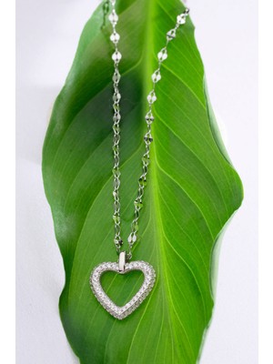 925 Ayar Içi Boş Kalp Gümüş Kolye