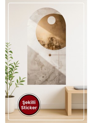 KOSS Dijital Oval Şekilli Soyut Daire Modern Çizgilerle Tasarlanmış Şık ve Minimal Tarzda Duvar Sticker
