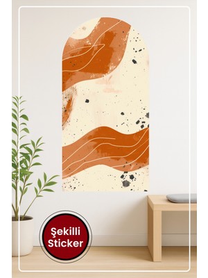 KOSS Dijital Oval Şekilli Minimal Soyut Bohem Sticker Modern Dekoratif Duvar Sticker