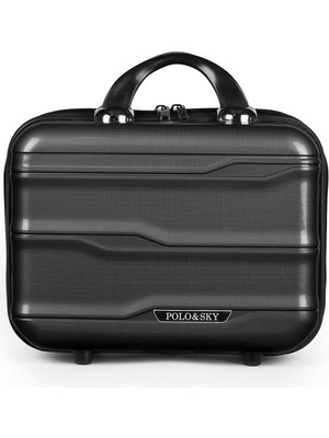 Polo&sky Azra Model Siyah Pp Poliproilen Kırılmaz Makyaj Çantası El Valizi
