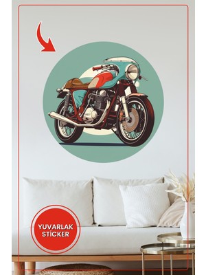 KOSS Dijital Retro Motosiklet Yuvarlak Sticker Vintage Cafe Racer Tasarım Dekoratif Çıkartma Ev Ofis Duvar Dekoru