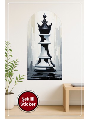 KOSS Dijital Oval Şekilli Satranç Taşı Desenli Dekoratif Duvar Sticker Ev Ofis Salon Hol Için Modern Süs