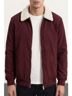 Genius Store Erkek Kadife Mont Peluş Astarlı Gömlek Yaka Rüzgar Geçirmez Kadife Mont