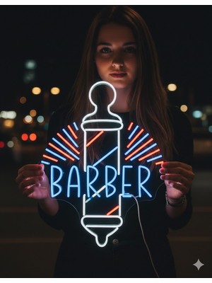 Neonled Berber Direği (Barber) Neon Tabela (45X60 Cm)