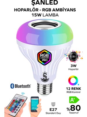ŞANLED Müzikli Rgb Ledli Ampul Lamba Akıllı Hoparlör Ses Bombası LED Music 10 Adet