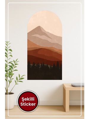 KOSS Dijital Oval Şekilli Minimal Tarz Manzara Desenli Dekoratif Duvar Sticker Ev Ofis Salon Hol Için Süs