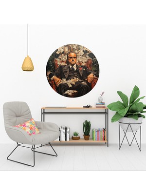 KOSS Dijital Ünlü The Godfather Yuvarlak Sticker, Yuvarlak Şekilli Sticker, Genç Odası Duvar Dekoru