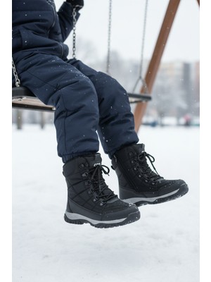 Cool Felix F Siyah Fermuarlı Kaymaz Polarlı Unisex Çocuk Bot