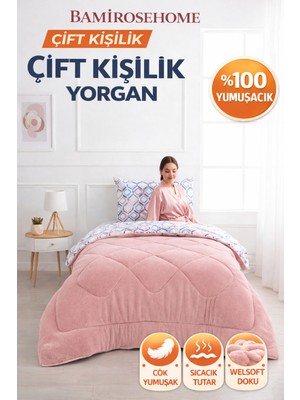 Bamirose Diamond Lüx Wellsoft Çift Kişilik Çift Taraflı Yorgan + Yastık Kılıfı, Uyku, Çeyiz Seti