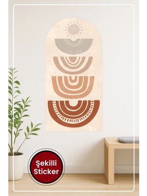 KOSS Dijital Oval Şekilli Bohem Tarzı Desenler Minimal Renkler Dekoratif Duvar Sticker Ev Ofis Salon