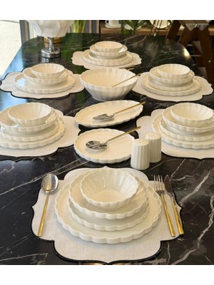 Onedekor 29 Parça Beyaz Porselen Yemek Takımı 6 Kişilik Düz Tema ile Şık Sunum