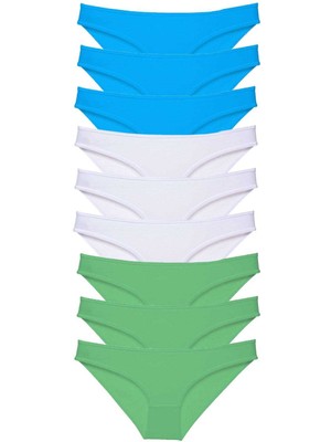 Vexor 9 Adet Süper Eko Set Likralı Kadın Slip Külot Yeşil Beyaz Mavi