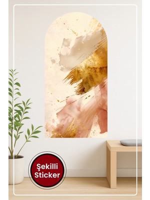 KOSS Dijital Oval Şekilli Modern Fırça Sticker Renkli Dokulu Görsel Estetik Duvar Alanı Tamamlayıcısı