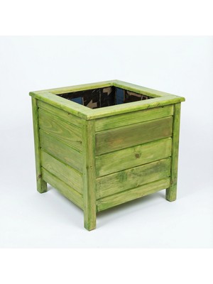 Ceritoğlu Ahşap Büyük Boy Saksı-Çok Amaçlı-Bahçe Saksısı-Ağaç Saksısı-Orman Yeşili