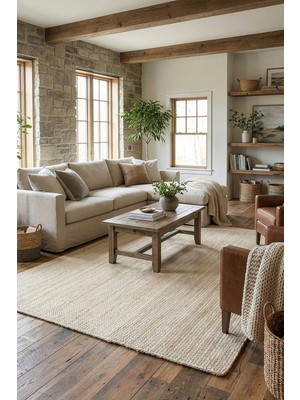 Natura El Dokuma Jüt Bohem Tarz Otantik Salon Oturma Odası Koridor Yatak Odası Natural Halı 00026A