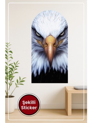 KOSS Dijital Oval Şekilli Kartal Portresi Desenli Dekoratif Duvar Sticker Ev Ofis Salon Hol Için Modern Süs