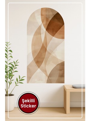 KOSS Dijital Oval Şekilli Modern Sanat Sticker Sıcak Tonlu Soyut Görünümlü Duvar Sticker