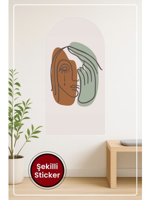 KOSS Dijital Oval Şekilli Bohem Tarzı Insan Yüzü Desenli Dekoratif Duvar Sticker Ev Ofis Salon Hol Süs