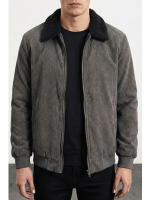 Genius Store Erkek Kadife Mont Peluş Astarlı Gömlek Yaka Rüzgar Geçirmez Kadife Mont