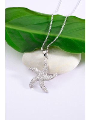 925 Ayar Gümüş Taşlı Deniz Yıldızı Kolye