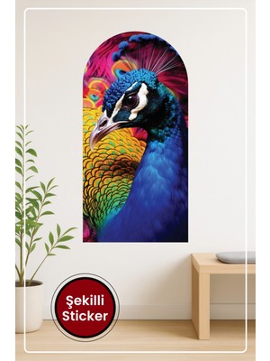KOSS Dijital Oval Şekilli Eşsiz Tavus Kuşu Desenli Dekoratif Duvar Sticker Ev Ofis Salon Hol Için Modern Süs