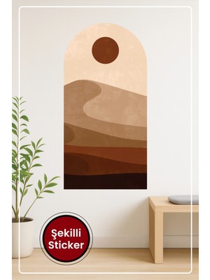 KOSS Dijital Oval Şekilli Bohem Manzara Minimal Renkler Desenli Dekoratif Duvar Sticker Ev Ofis Salon