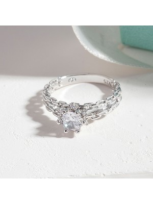 By More 925 Ayar Zirkon Taşlı Zincir Modeli Gümüş Yüzük - 13