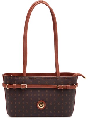 Tergan Kahverengi Print Kadın Omuz Çantası - S25K1PR09189-T4J