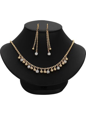 Shiklik Şık Taşlı Zilli Takı Seti - Zarif Kolye ve Küpe