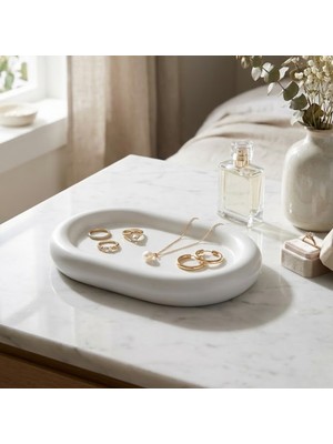 Genel Ovalia Minimal Dekoratif Tabak | Modern Tasarım Dekoratif Kase | Masa Üstü Aksesuarı