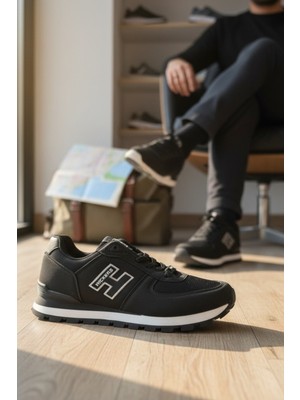 Enoch Erkek H Logolu Tırtıklı Tabanlı Retro Stil Günlük Spor Ayakkabı Sneaker