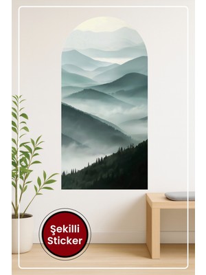 KOSS Dijital Oval Şekilli Doğa Temalı Sticker Huzur Veren Minimalist Ev Dekorasyonu Duvar Sticker