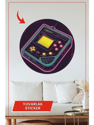 KOSS Dijital Neon Retro El Konsolu Tasarımlı Yuvarlak Sticker Duvar Dekoru Ev Ofis Çocuk Odası Için