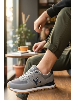 Enoch Erkek H Logolu Tırtıklı Tabanlı Retro Stil Günlük Spor Ayakkabı Sneaker