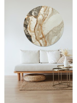 KOSS Dijital Soyut Renkli Yuvarlak Sticker, Yuvarlak Şekilli Sticker, Modern Mermer Deseni Duvar Dekoru