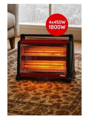 Vesus Şömine Tipi Elektrikli Isıtıcı 1800W Quattro 4x4 Quartz Isıtma