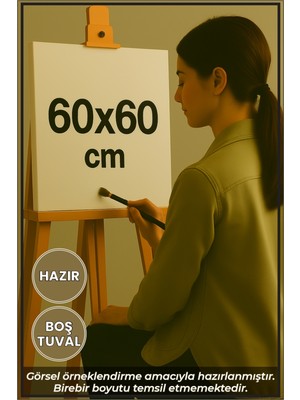 KOSS Dijital 60X60CM 1 Adet Kare Boş Tuval Kanvas Resim Tuvali, Sanat Hobi Boyama Için Hazır Tuval
