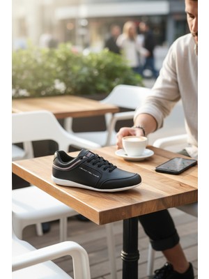 Enoch Erkek Sade Tasarım Dikiş Detaylı Düz Tabanlı Günlük Spor Ayakkabı Sneaker