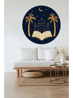 KOSS Dijital Soyut Ramazan Bayramı Yuvarlak Sticker, Yuvarlak Şekilli Sticker, Islami Cami Duvar Dekoru