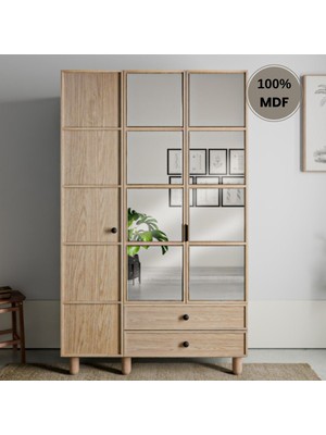 Comiet Piano Ayaklı Tasarım Aynalı 3 Kapak Mdf Gardırop