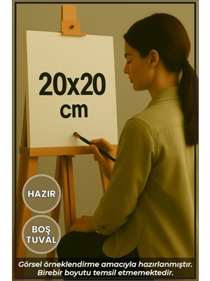 KOSS Dijital 20X20CM 1 Adet Kare Boş Tuval Kanvas Resim Tuvali, Sanat Hobi Boyama Için Hazır Tuval