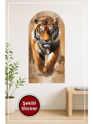 KOSS Dijital Oval Şekilli Aslan Yakın Çekim Desenli Dekoratif Duvar Sticker Ev Ofis Salon Hol Için Süs